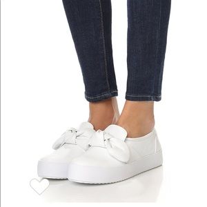 Rebecca Minkoff white leather sneakers with bow